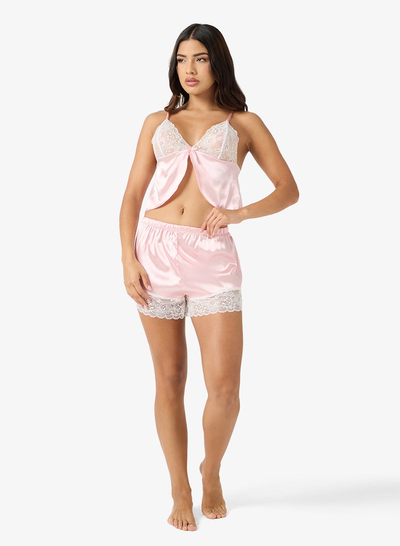 جينجر طقم صدرية وكورسيه دانتيل قطعتين مع شورت - Image 5